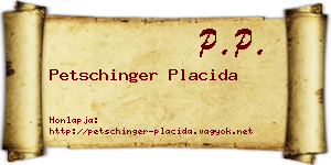 Petschinger Placida névjegykártya